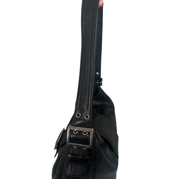 BANANA REPUBLIC Black Soft Pebbled Leather Hobo Shoulder Strap Handbag - Picture 11 of 16